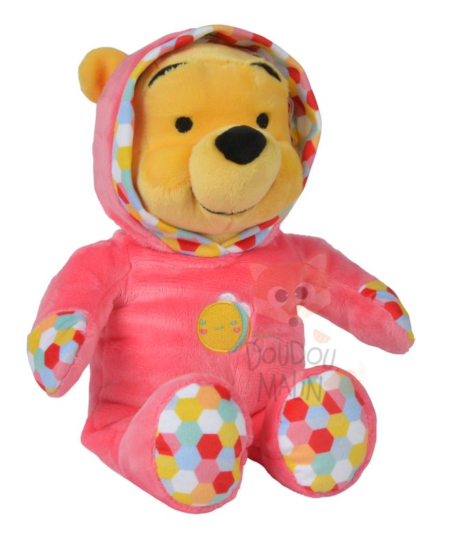  winnie lourson peluche jaune rose abeille pyjama 